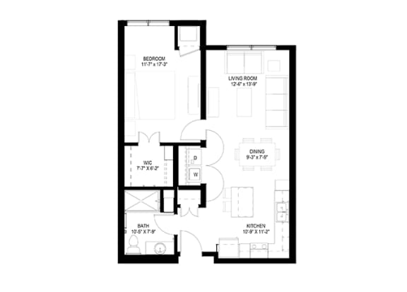 1 Bedroom Floor Plan at The Legends of Spring Lake Park 55+ Living, Spring Lake Park, MN 55432