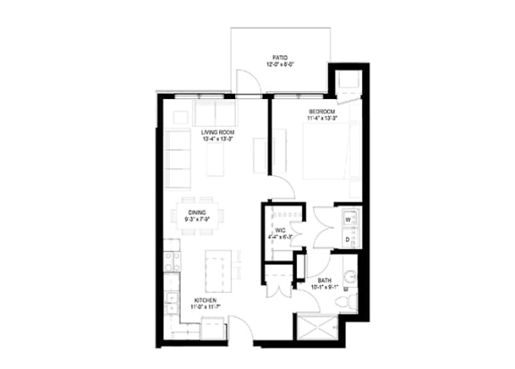1 Bedroom Floor Plan at The Legends of Spring Lake Park 55+ Living, Minnesota, 55432