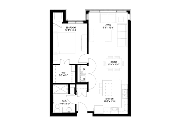 1 Bedroom Floor Plan at The Legends of Spring Lake Park 55+ Living, Spring Lake Park, 55432