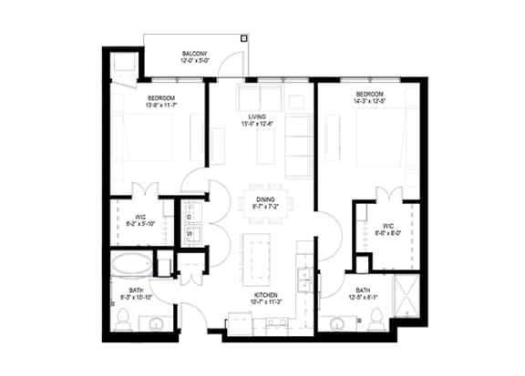 2 Bedroom Floor Plan at The Legends of Spring Lake Park 55+ Living, Spring Lake Park, MN 55432