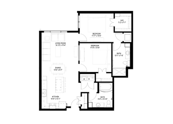 2 Bedroom Floor Plan at The Legends of Spring Lake Park 55+ Living, Spring Lake Park, MN