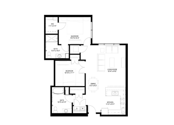 2 Bedroom Floor Plan at The Legends of Spring Lake Park 55+ Living, Minnesota, 55432