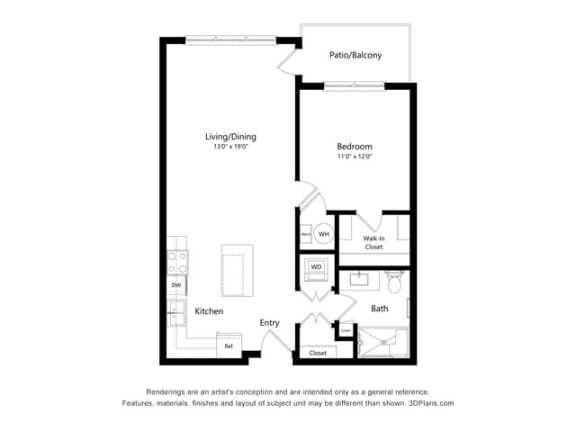 Stonepointe_1 Bedroom Floor Plan_A1