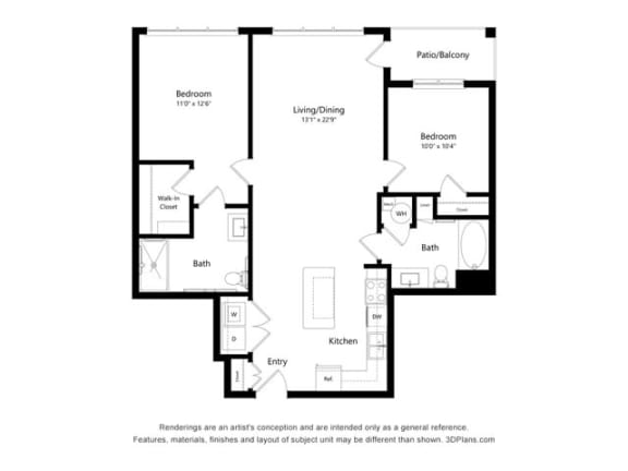 Stonepointe_2 Bedroom Floor Plan_B3