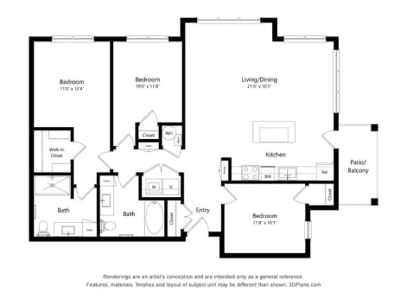 Stonepointe_3 Bedroom Floor Plan_C1