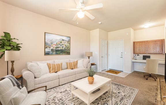 Dominium-The Cesera-Living Room at The Cesera 55&#x2B; Apartments, Garland, TX