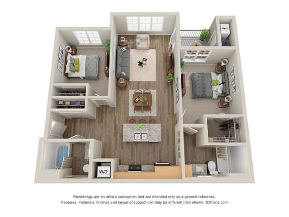 Floor Plan  Timbers at Hickory Tree 2 Bedroom Floor Plan