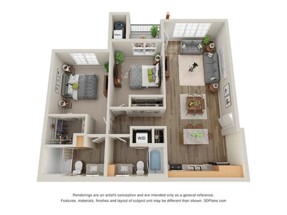 Floor Plan  Timbers at Hickory Tree 2 Bedroom Floor Plan
