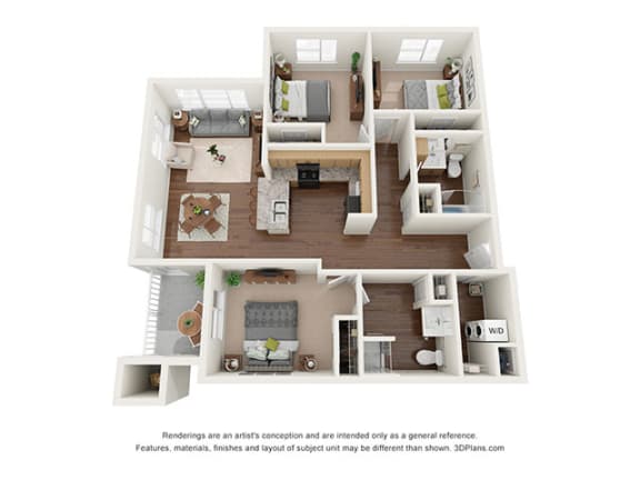 Three Bed Two Bath Floor Plan at Ventura at Tradewinds, Texas