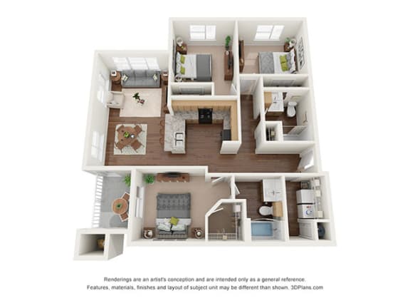 3 Bedroom 2 Bathroom Floor Plan at Ventura at Tradewinds, Midland, Texas