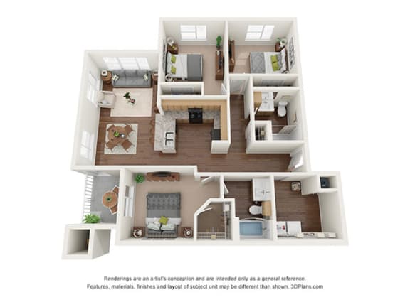 Ventura at Tradewinds_3 bedroom 2 bath Floor Plan at Ventura at Tradewinds, Midland, 79706