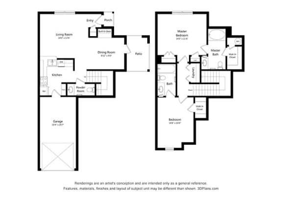 B5 Floor Plan at Woodway Village, Austin Texas