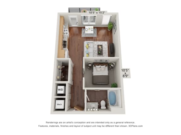 0B Floor Plan at 900 at Cleveland Park, Tennessee