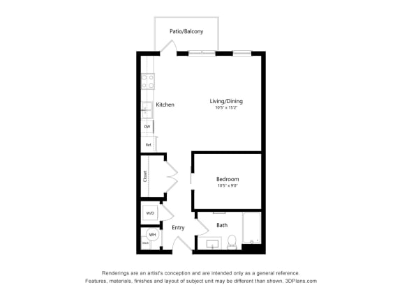 0B Floor Plan at 900 at Cleveland Park, Nashville