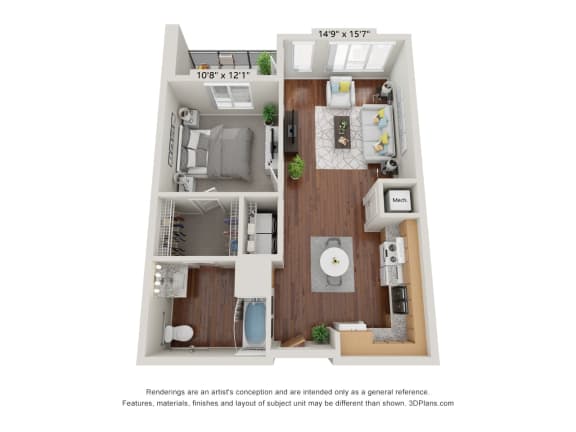 1A Floor Plan at 900 at Cleveland Park, Nashville