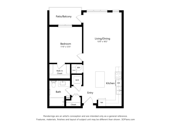 1B Floor Plan Blueprint at 900 at Cleveland Park, Tennessee