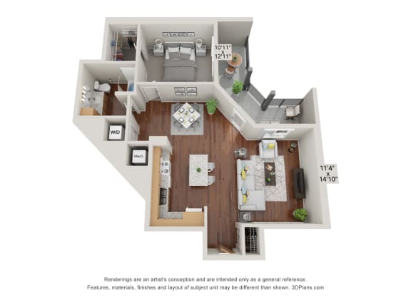 1C Floor Plan at 900 at Cleveland Park, Nashville, TN