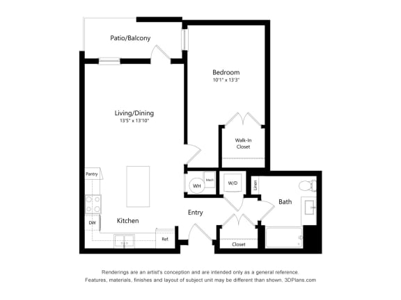 1D Floor Plan Blueprint at 900 at Cleveland Park, Nashville, 37207