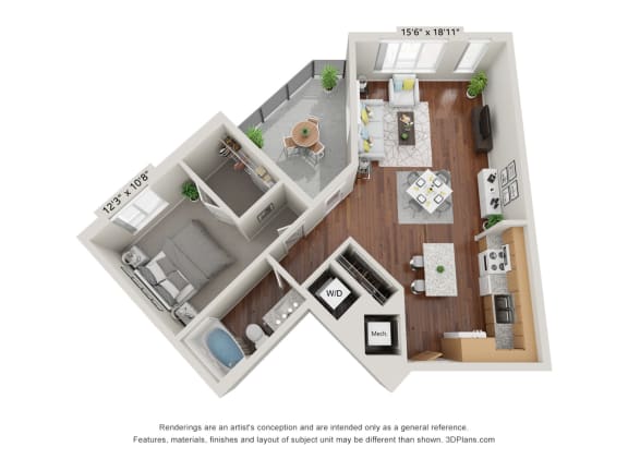 1E Floor Plan at 900 at Cleveland Park, Nashville, 37207