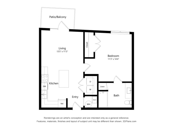 1H Floor Plan Blueprint at 900 at Cleveland Park, Nashville, TN