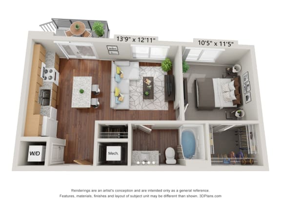 1L Floor Plan at 900 at Cleveland Park, Tennessee