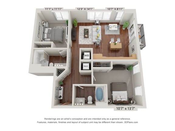 2D Floor Plan at 900 at Cleveland Park, Nashville Tennessee