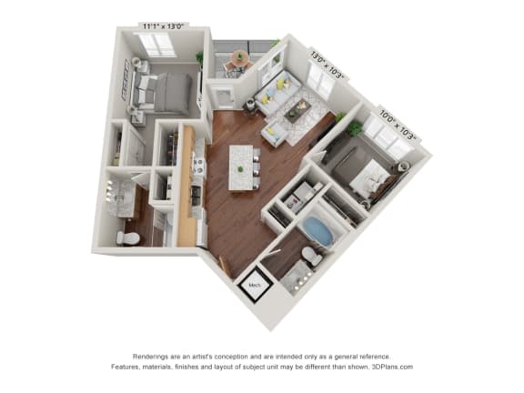 2E Floor Plan at 900 at Cleveland Park, Tennessee, 37207