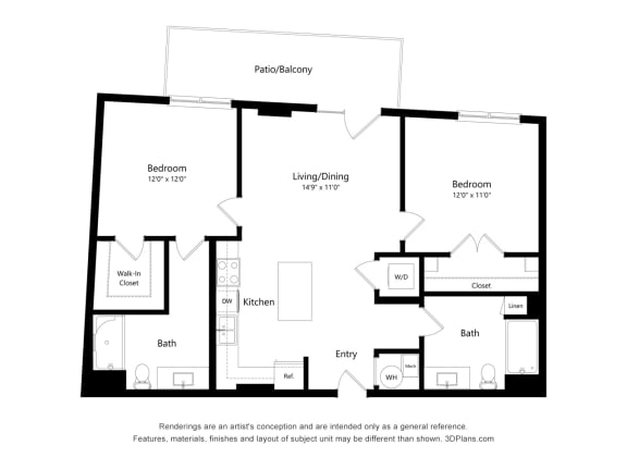 2H Floor Plan at 900 at Cleveland Park, Nashville Tennessee