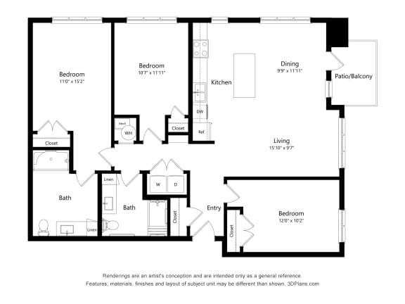 3A ADA Floor Plan Blueprint at 900 at Cleveland Park, Tennessee