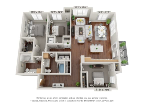3C Floor Plan at 900 at Cleveland Park, Tennessee