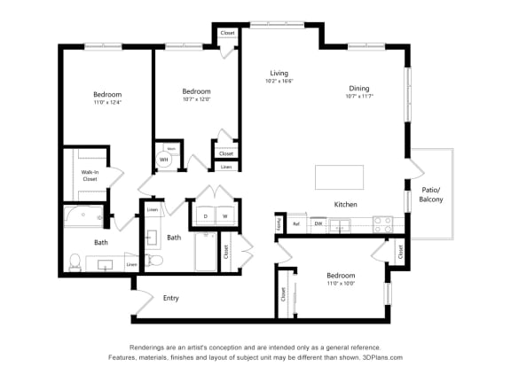 3C Floor Plan Blueprint at 900 at Cleveland Park, Nashville, TN 37207