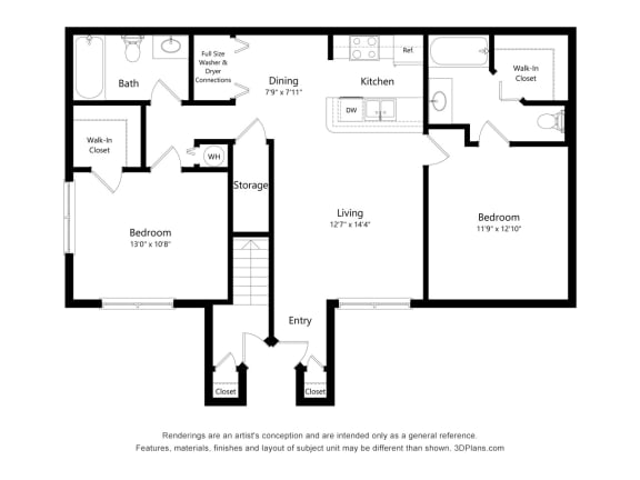 Floor Plan  Aria Landings 2 bedroom floor plan image