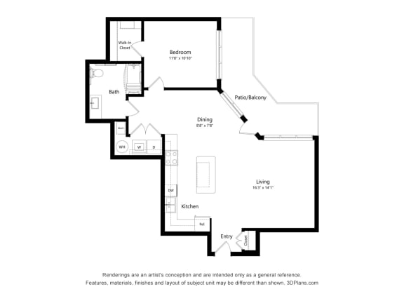 Ashlynn Ridge_2D_1 Bedroom A3 Floor Plan