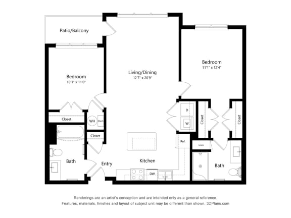Ashlynn Ridge_2D_2 Bedroom B1 Floor Plan