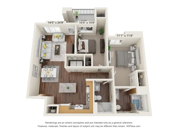 2BD ADA Floor Plan at Aviara Flats, Arizona
