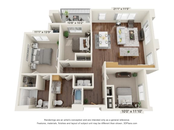 3BD ADA Floor Plan 3BD ADA Floor Plan at Aviara Flats, Phoenix, 85035