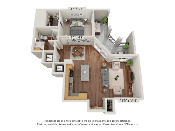 Floor Plan  1C Floor Plan at Briar Park 55&#x2B; Apartments, Atlanta, 30331