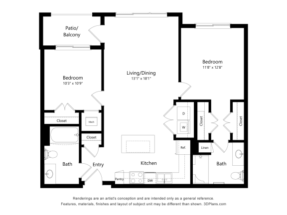2A Floor Plan Blueprint at Briar Park 55+ Apartments, Atlanta
