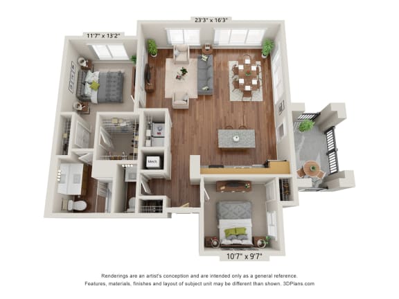 Floor Plan  2B Floor Plan at Briar Park 55&#x2B; Apartments, Georgia, 30331