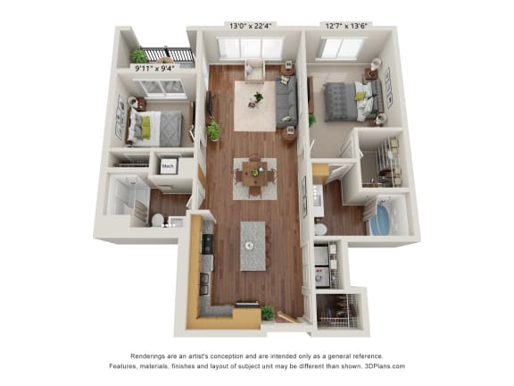 Floor Plan  2D Floor Plan at Briar Park 55&#x2B; Apartments, Atlanta, 30331