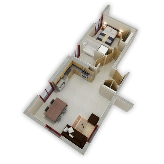 Floor Plan  1 Bedroom Q Floor Plan at Buzza Lofts of Uptown, Minnesota, 55408