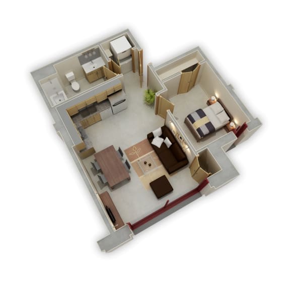 1 Bedroom Z Floor Plan at Buzza Lofts of Uptown, Minneapolis, MN