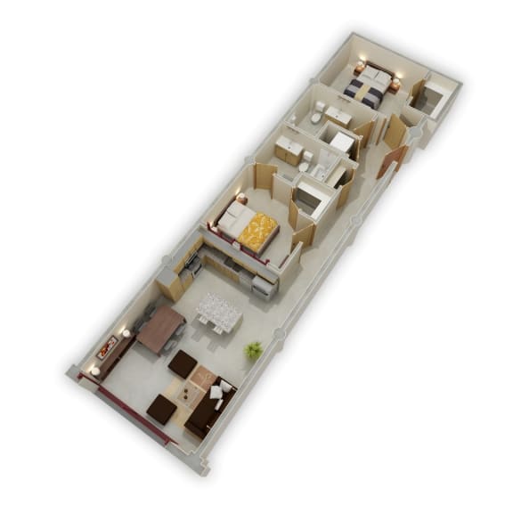 2 Bedroom D Floor Plan at Buzza Lofts of Uptown, Minneapolis, 55408