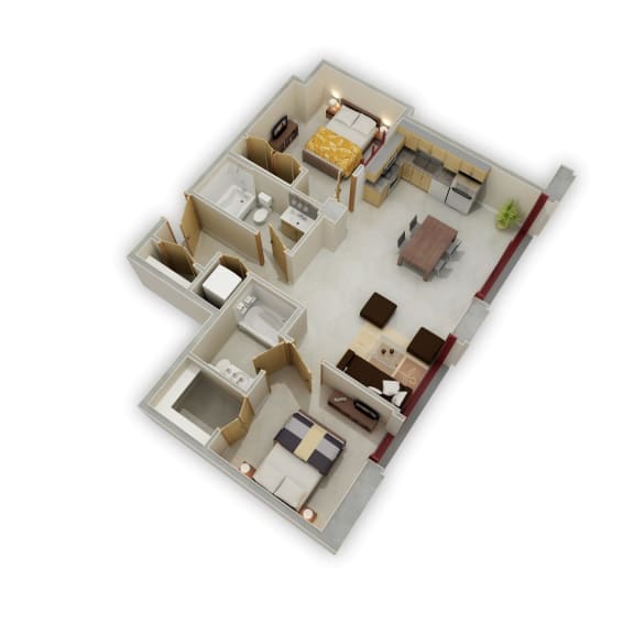 2 Bedroom F Floor Plan 2 Bedroom F Floor Plan at Buzza Lofts of Uptown, Minneapolis