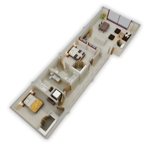 2 Bedroom J Floor Plan 2 Bedroom J Floor Plan at Buzza Lofts of Uptown, Minneapolis, 55408