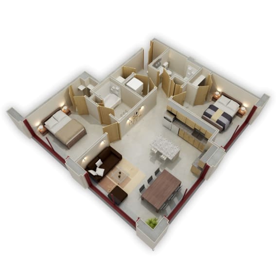 2 Bedroom P Floor Plan 2 Bedroom P Floor Plan at Buzza Lofts of Uptown, MN 55408