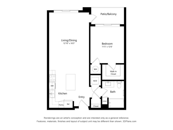 A1 Floor Plan Blueprint at Casa Azure 55+ Apartments, Phoenix