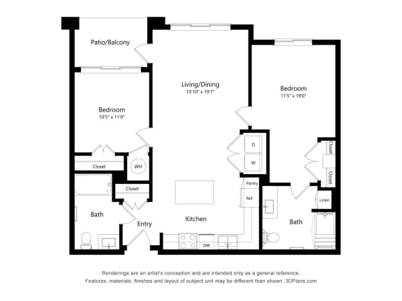 B1 ADA Floor Plan Blueprint at Casa Azure 55+ Apartments, Arizona, 85035