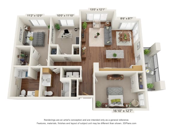 Floor Plan  C1 ADA Floor Plan at Casa Azure 55&#x2B; Apartments, Arizona