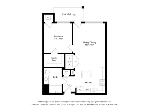 Centennial Crossings_Bedroom A1-ADA Floor Plan